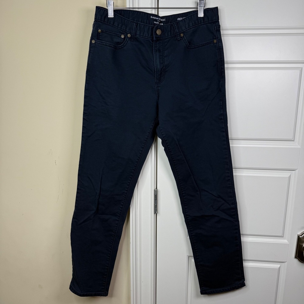 Banana Republic Travel Jean Mens 33/30 Preppy Navy Slim Fit Pants 629071 Stretch